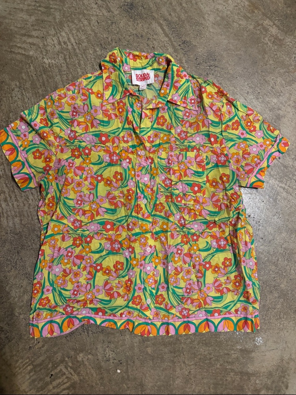 Solid and Stripes Yellow Floral Short-Sleeve Men's Shirt